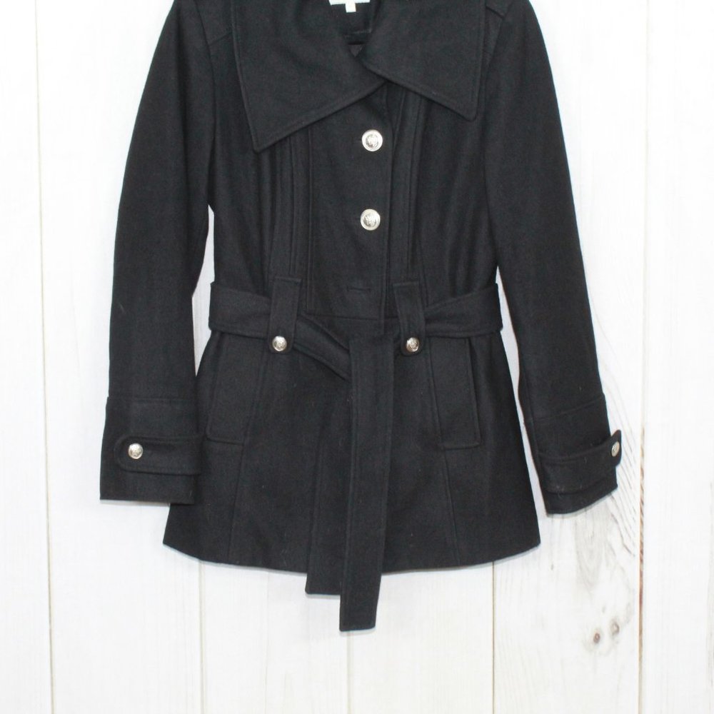 LAUNDRY by Shelli Segal Belted Peacoat Jacket Sz M - Picture 3 of 12